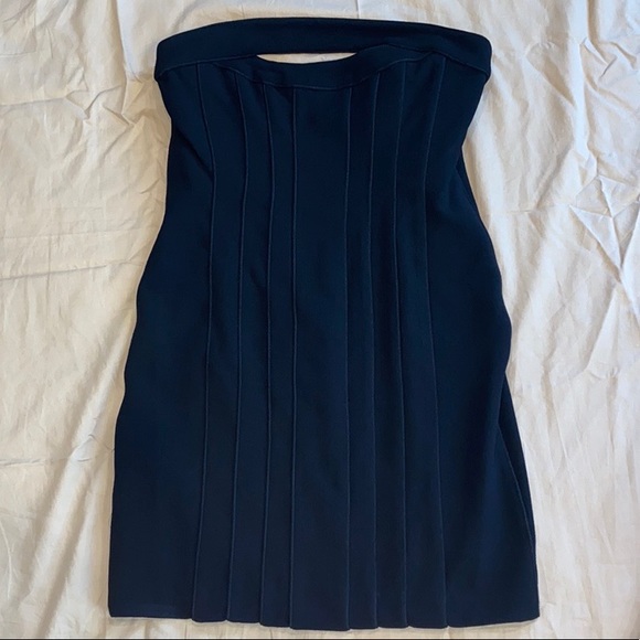 NWT BCBG Black Keyhole Cutout Strapless Dress Jean - Picture 3 of 10